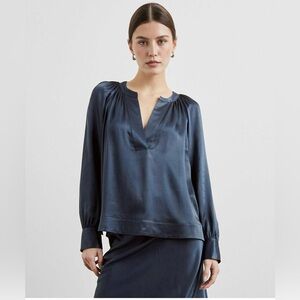 Rails Midnight Blue Satin Blouse‎